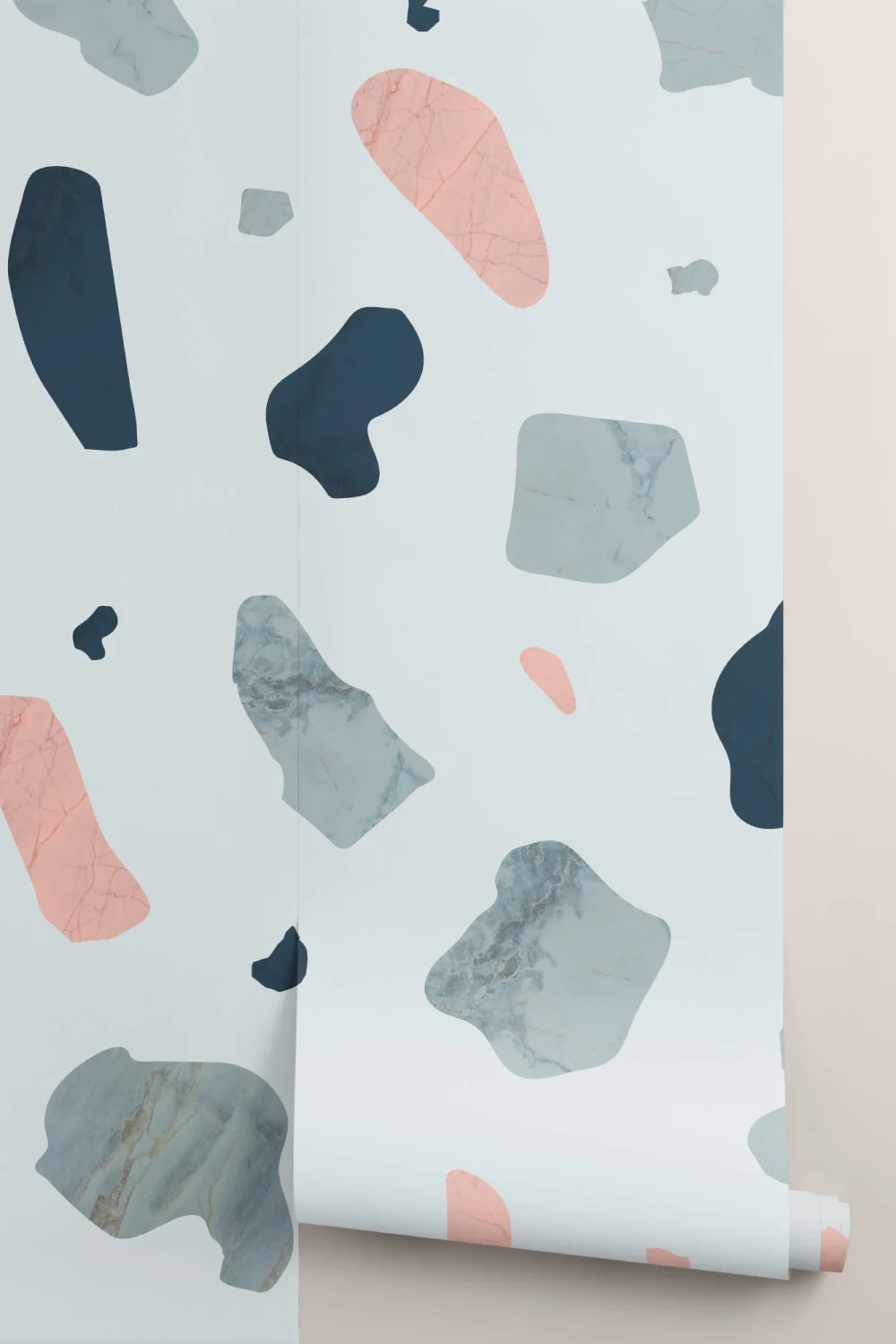 Pink & Blue Terrazzo Wallpaper Mural