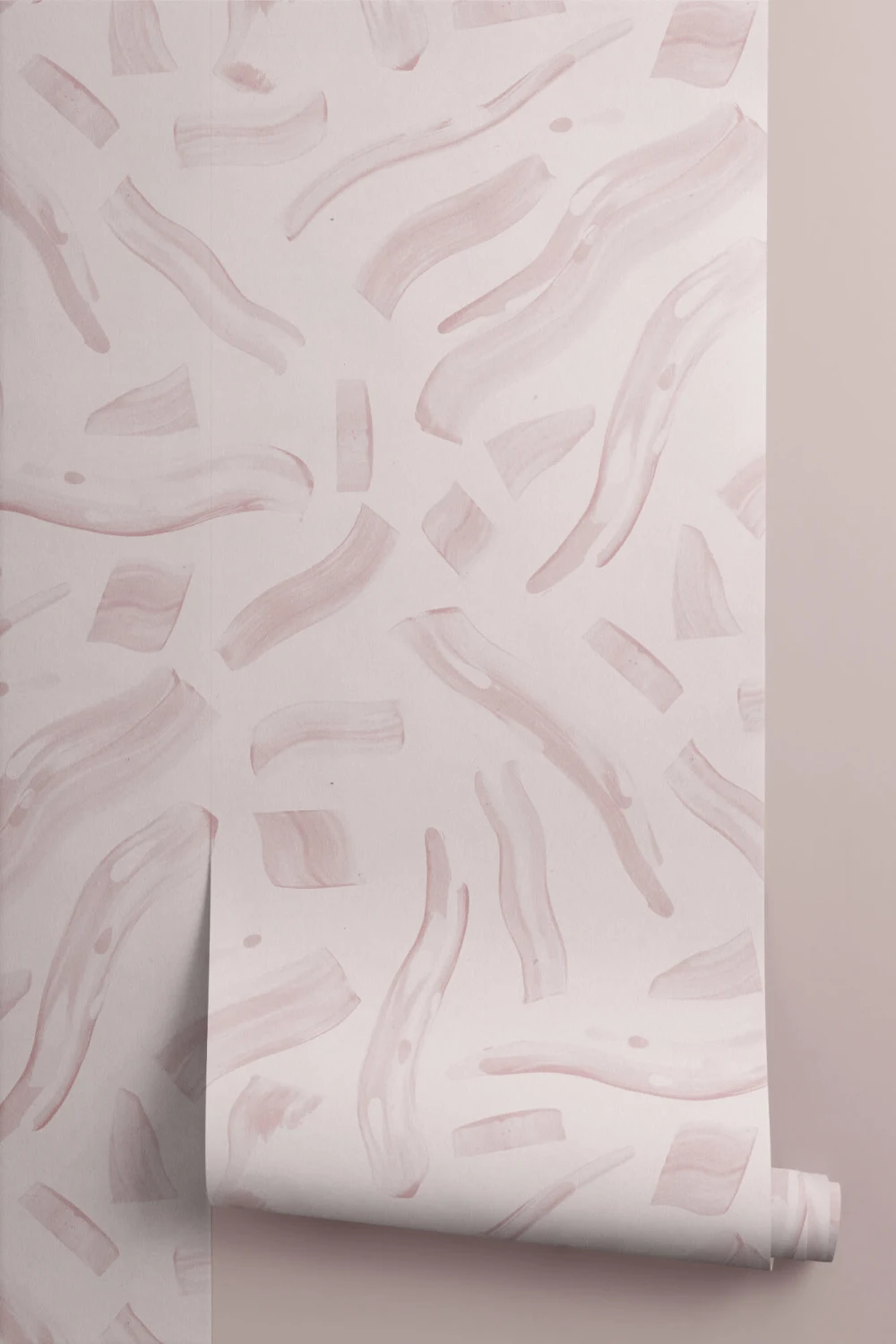 Pink Abstract Squiggle Brushstroke Repeat Pattern Wallpaper