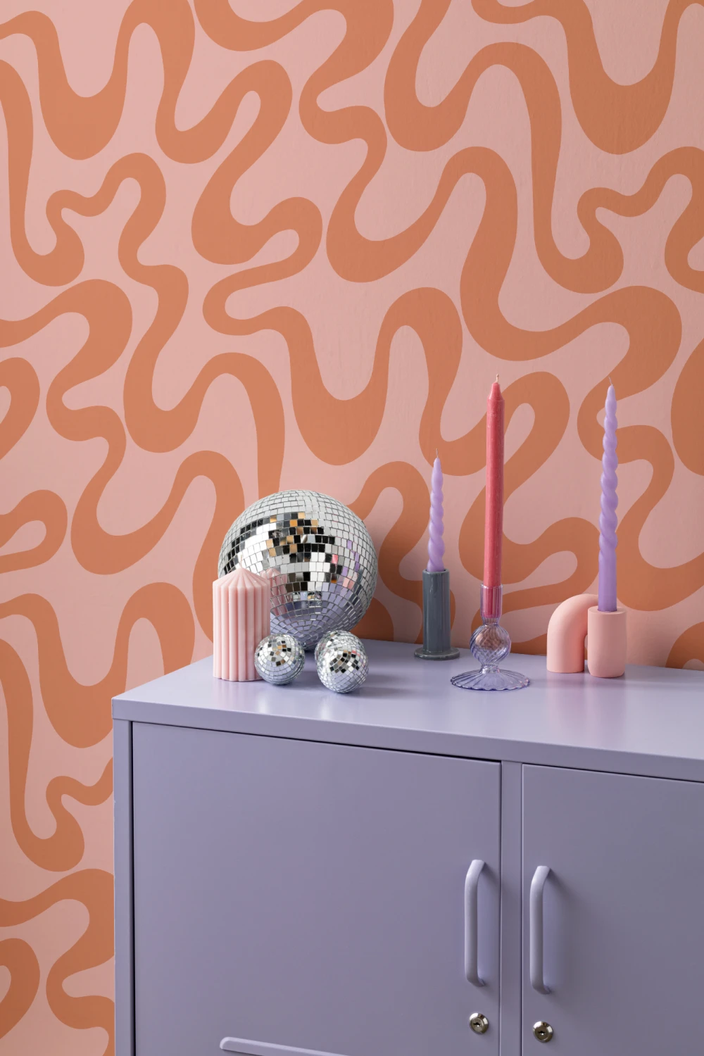 Vibrant Pink And Orange Abstract Retro Pattern Wallpaper