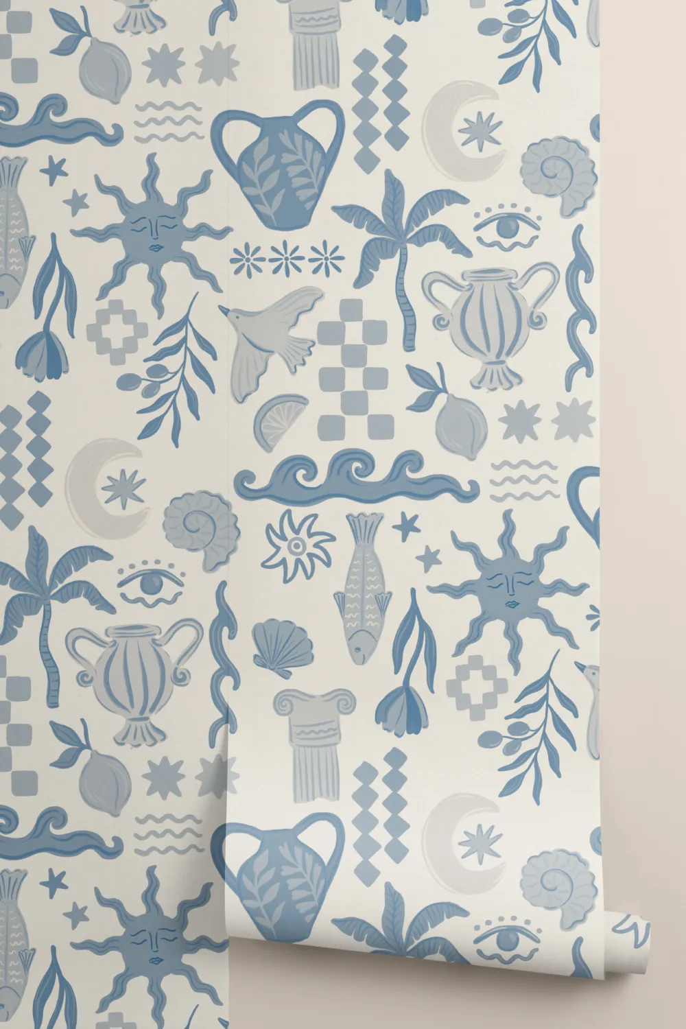 Blue La Dolce Vita Mediterranean Print Mural