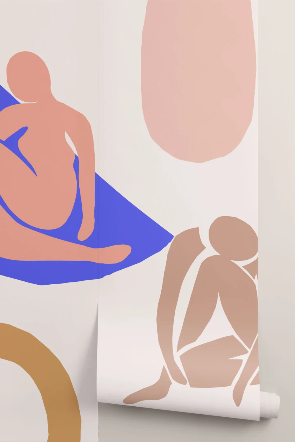 Neutral & Pastel Pink Shapes Abstract Wallpaper Mural