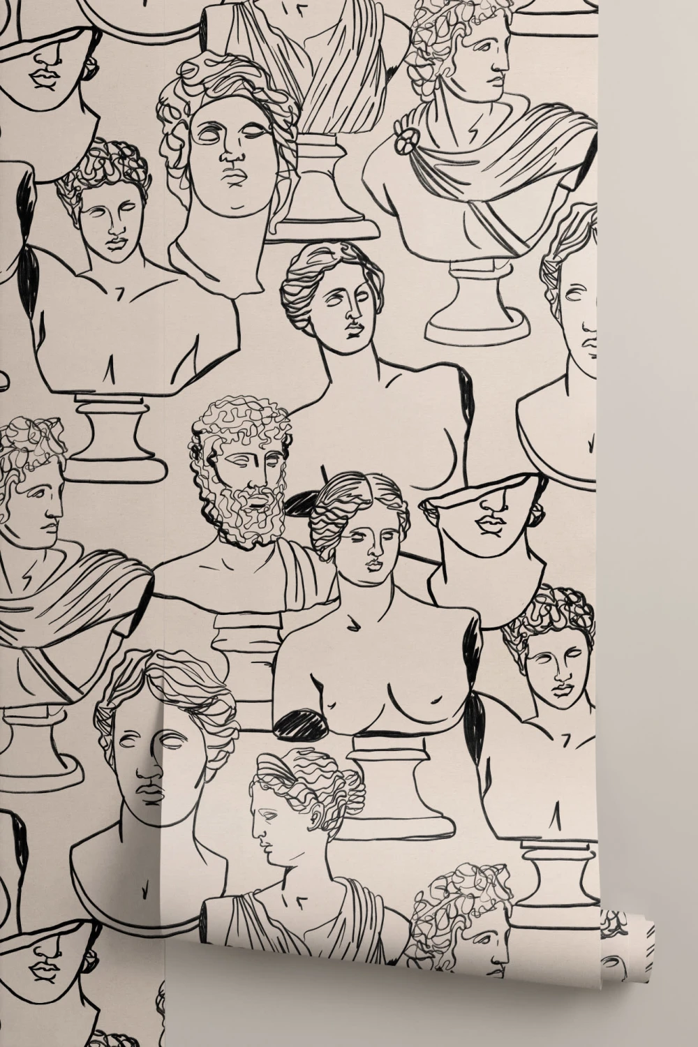 Line Drawing Ancient Greece Statue Repeat Pattern Wallpaper