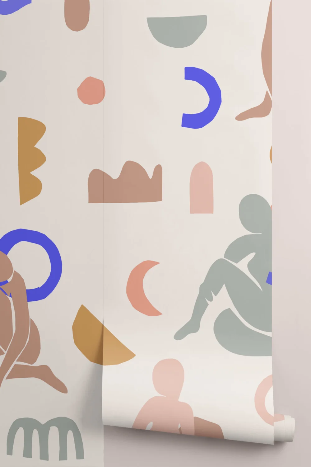 Neutral & Pastel Pink Abstract Shapes Pattern Wallpaper Mural
