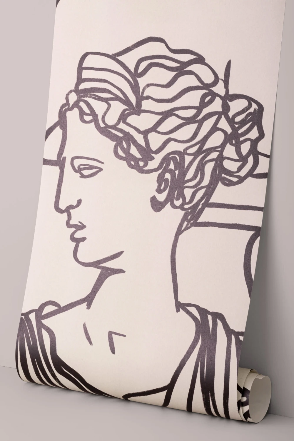 Linie neagră Desen grecesc Dumnezeu Statuie model Wallpaper Mural
