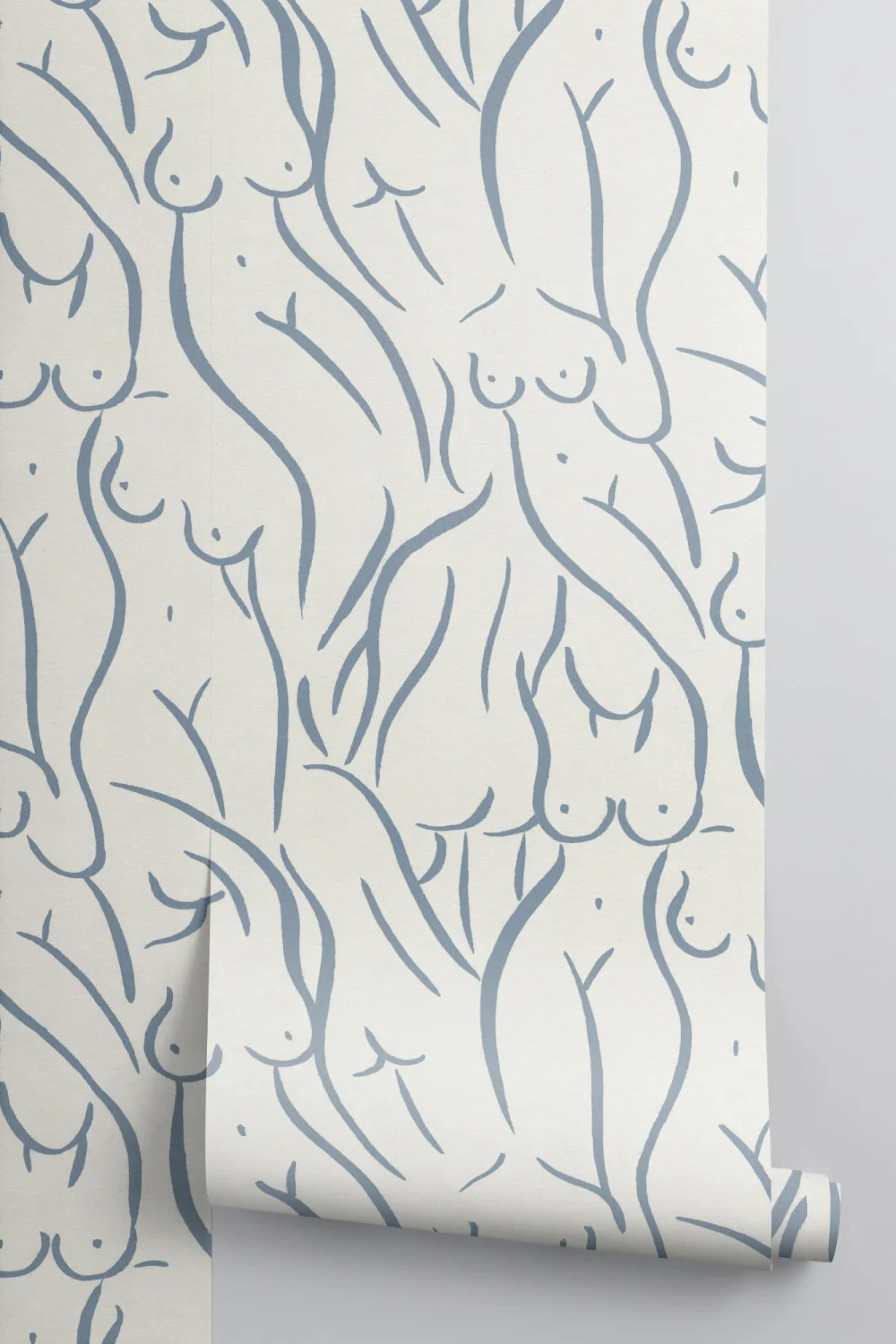 Papier peint motif femme nue en bleu