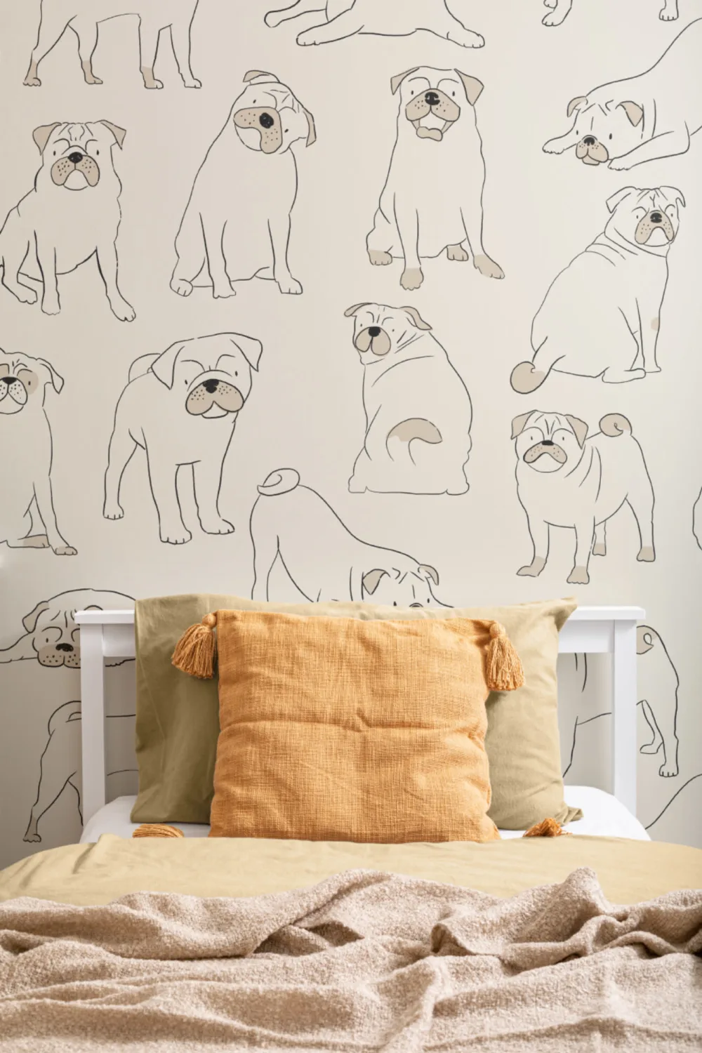 Pug Pattern Dog Wallpaper Mural