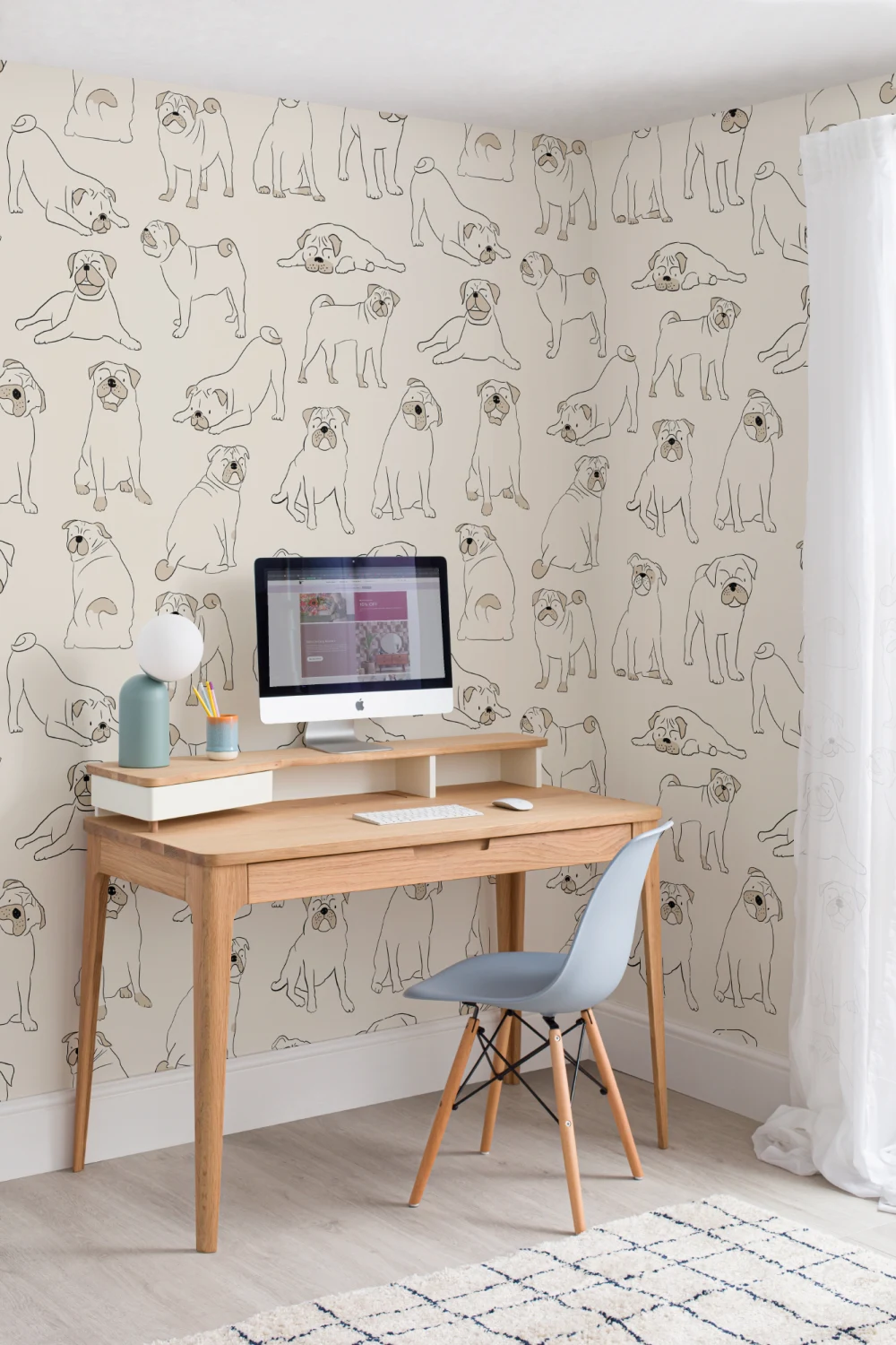 Pug Pattern Dog Wallpaper Mural