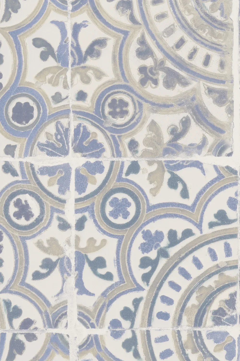 Mural de papel pintado azul que añade un toque mediterráneo