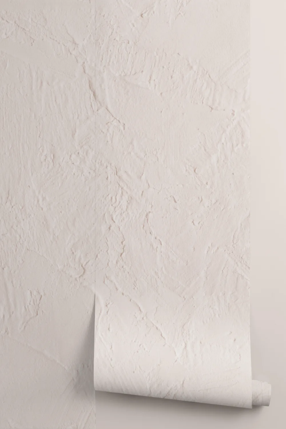 Mural de parede com efeito de gesso texturado em tons neutros suaves