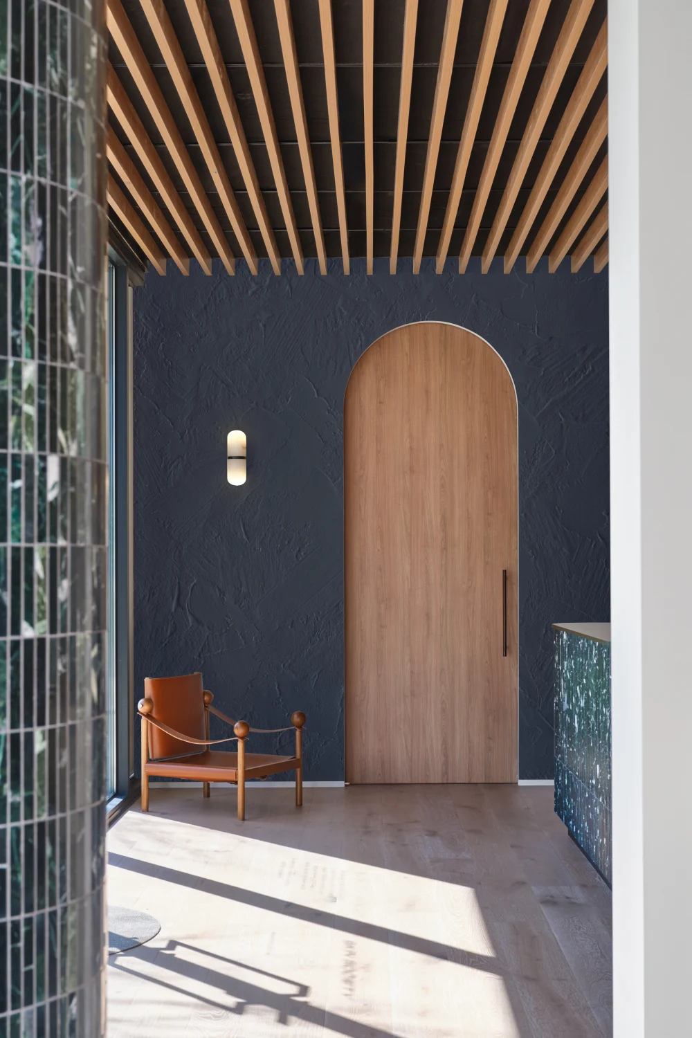 Modern Plaster Effect Mural in Navy