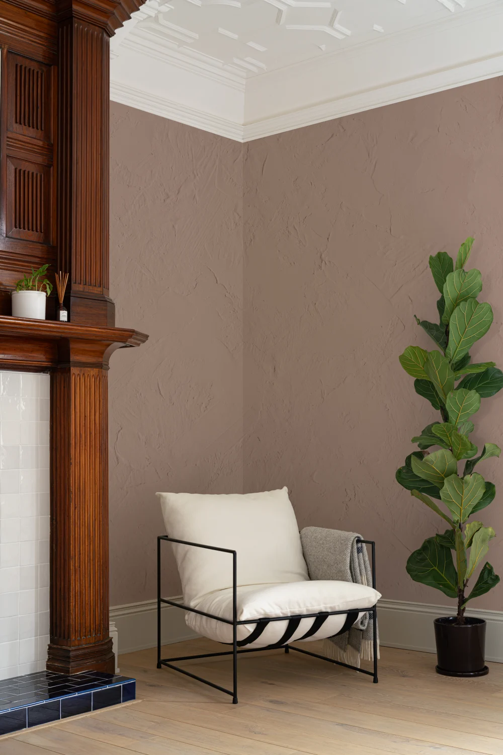 Textured Plaster Effect Wall Mural in Soft Pink
