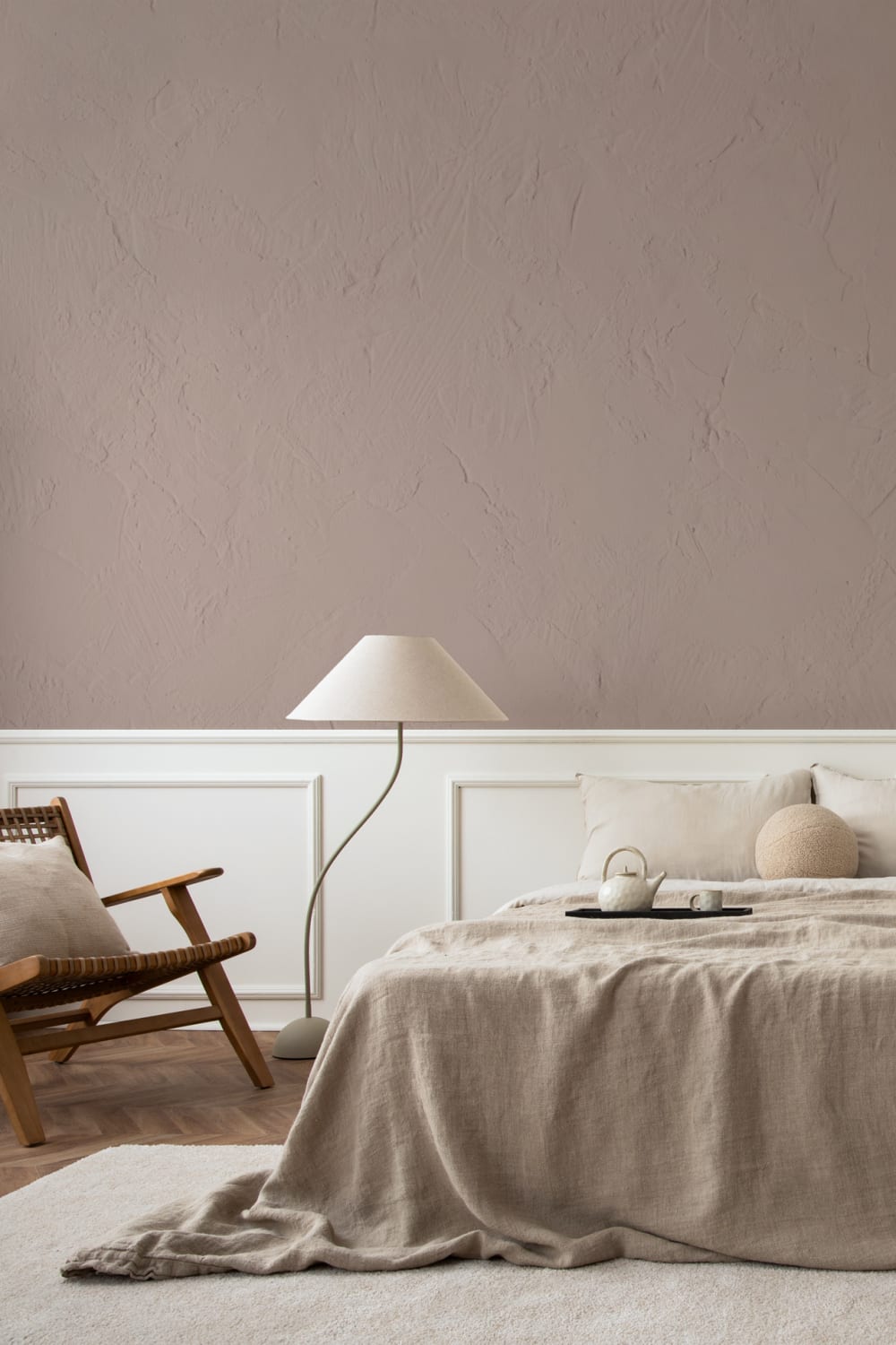 Textured Plaster Effect Wall Mural in Soft Pink
