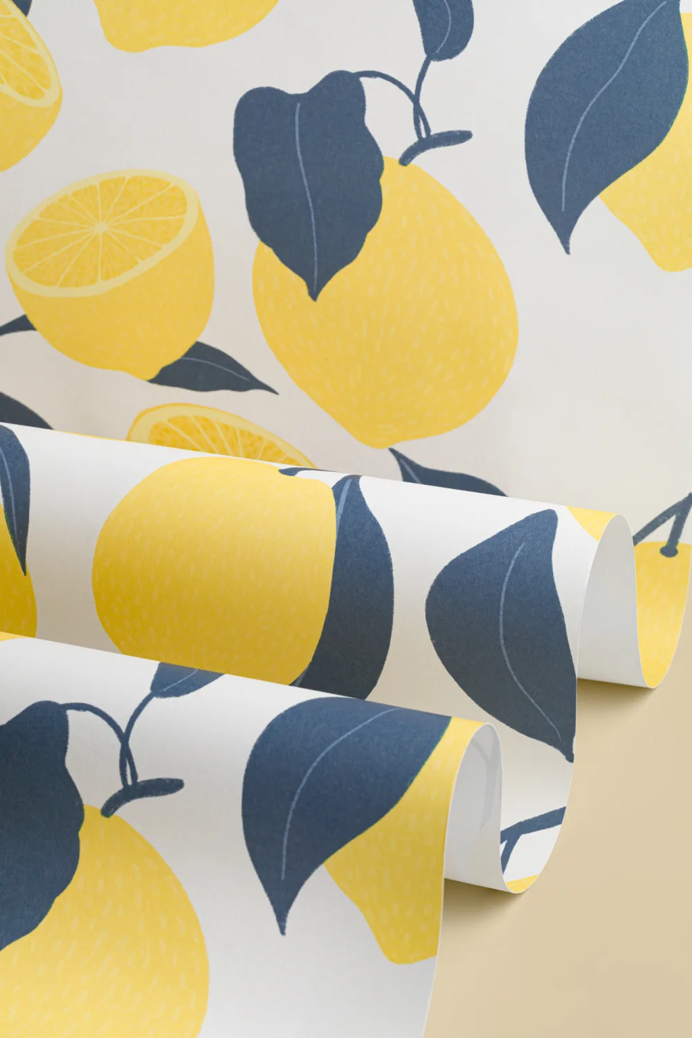 Yellow Lemon Modern Repeat Pattern Wallpaper