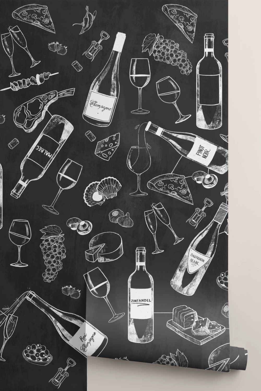Food & Wine liitutaulu kuvatapetti