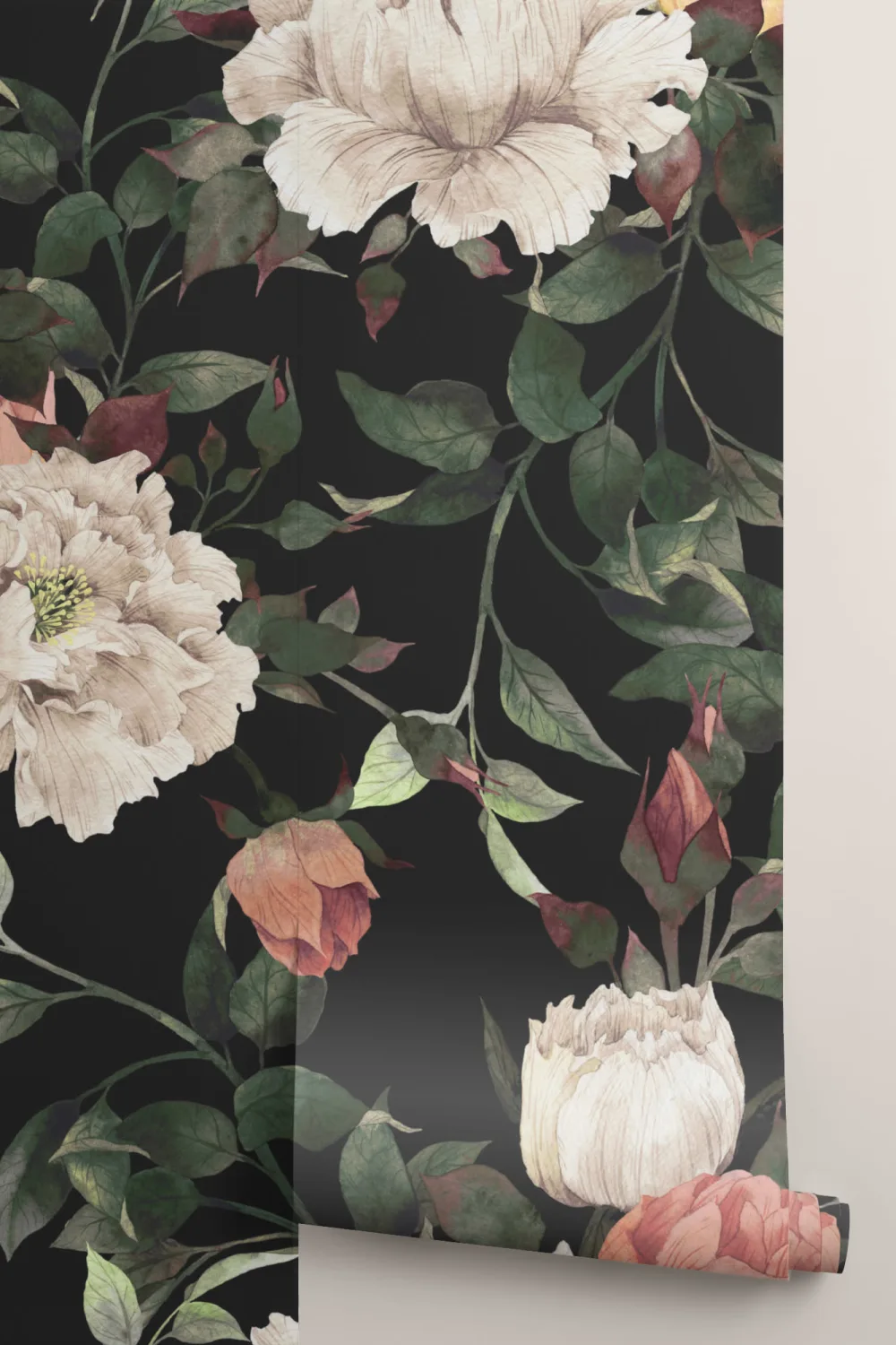 Dark Vintage Floral Wallpaper Mural