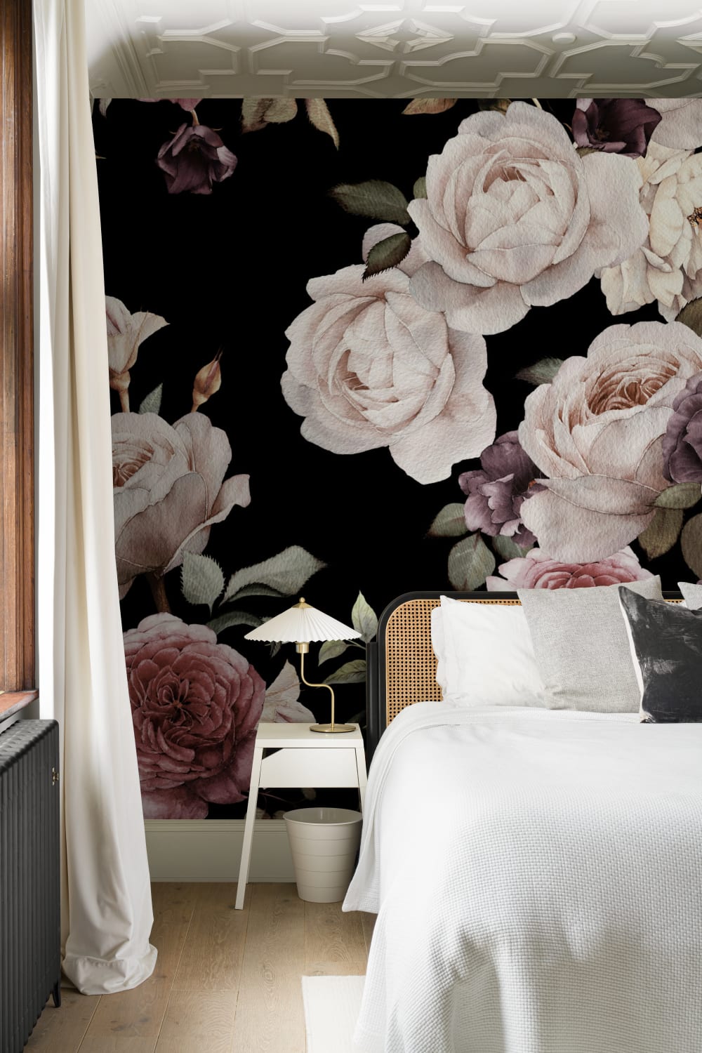 Paars & Roze Donker Bloemrijk Behang Muurschildering
