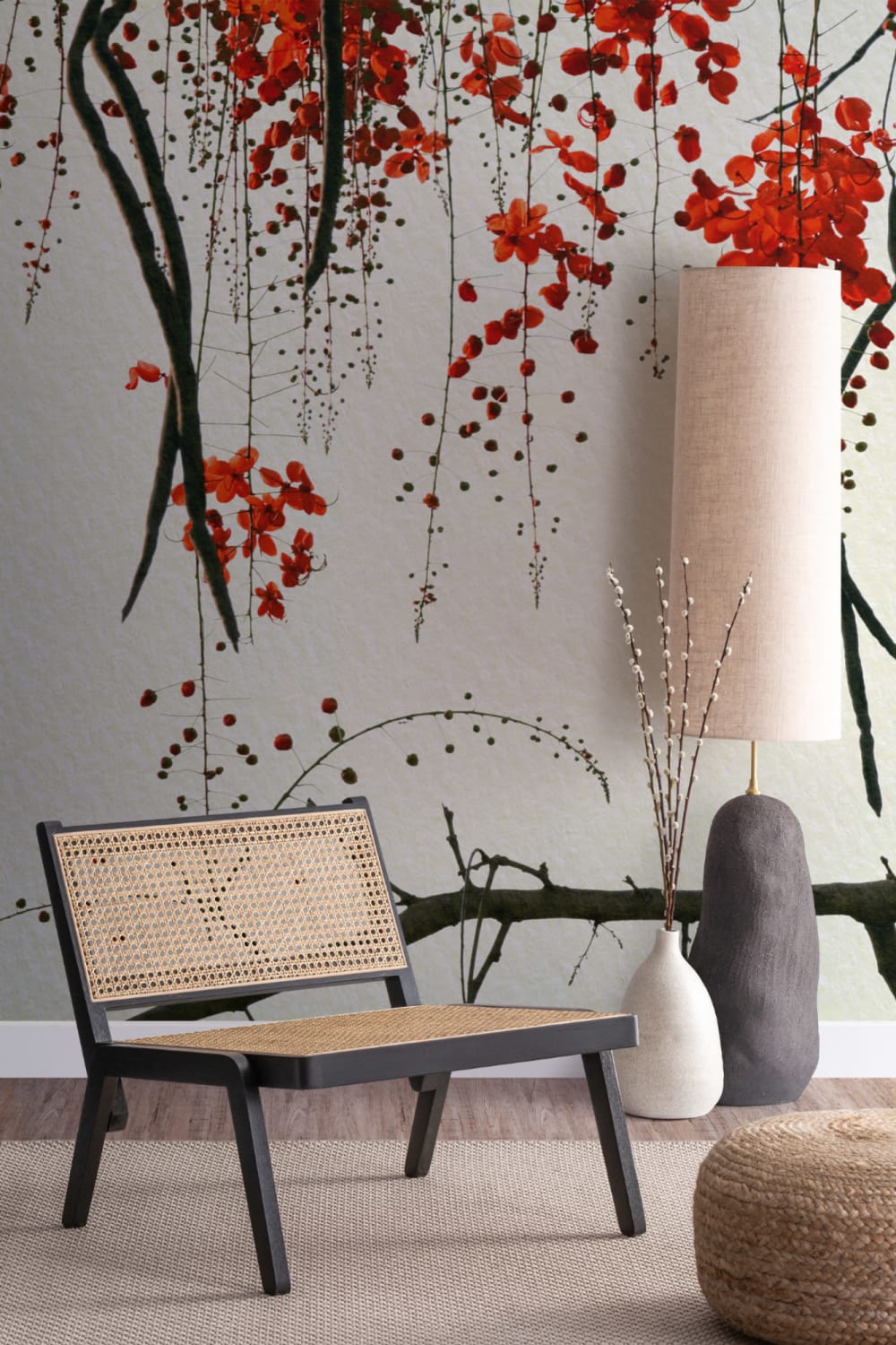 Mural Papel Pintado Flores Rojas