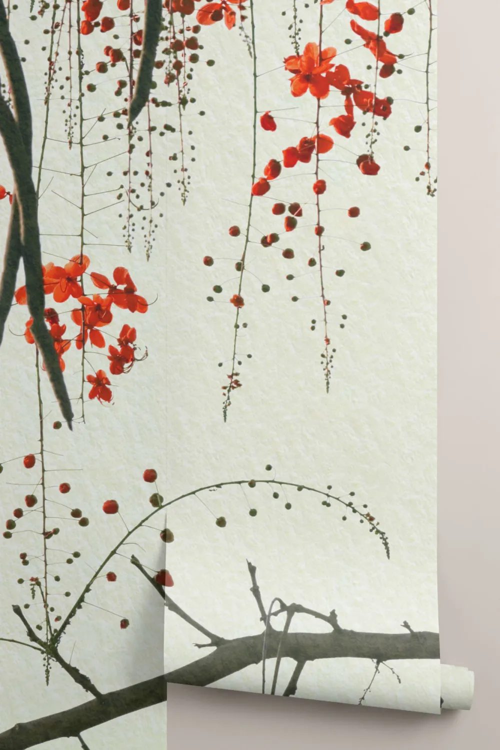 Mural Papel Pintado Flores Rojas