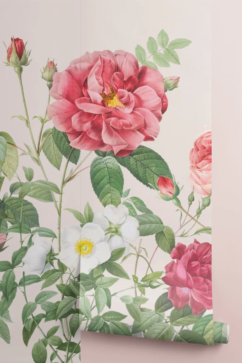 Pink Spring Flowers Vintage Floral Wallpaper Mural