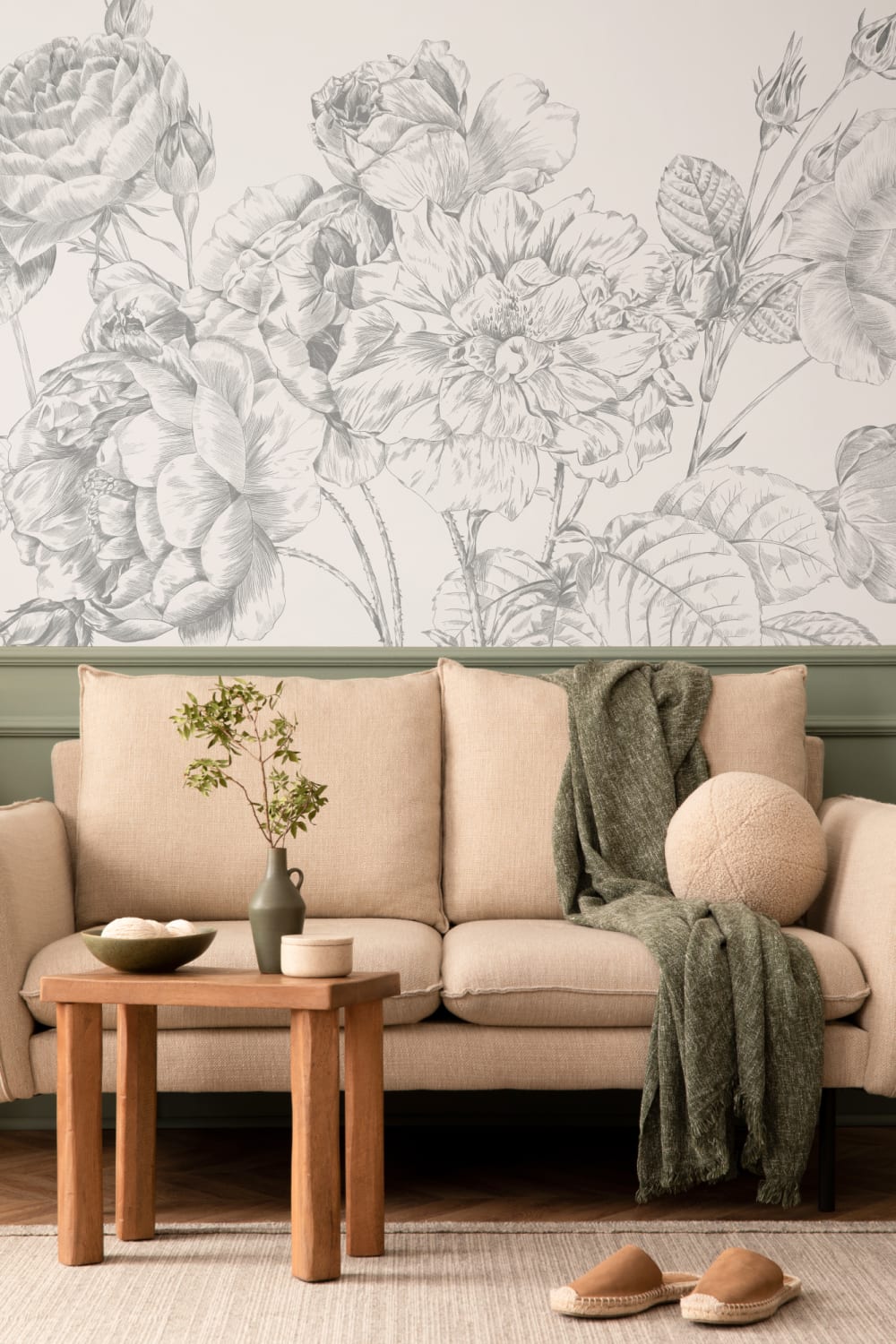 Gray mare ilustrate trandafiri tapet mural