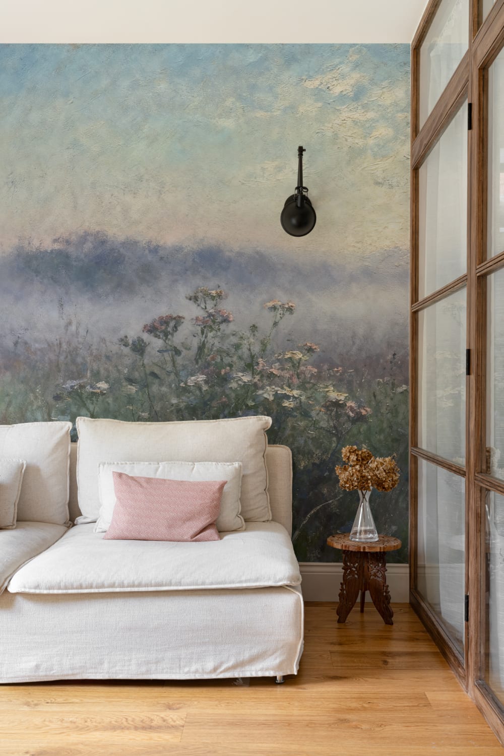 Azul Tranquil Meadow Atmospheric Nature Art Mural