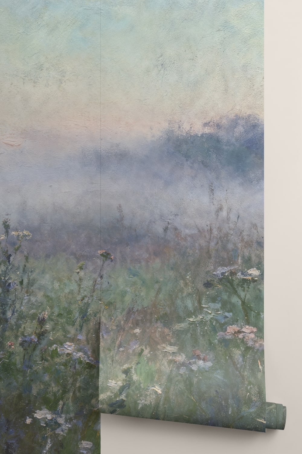 Azul Tranquil Meadow Atmospheric Nature Art Mural