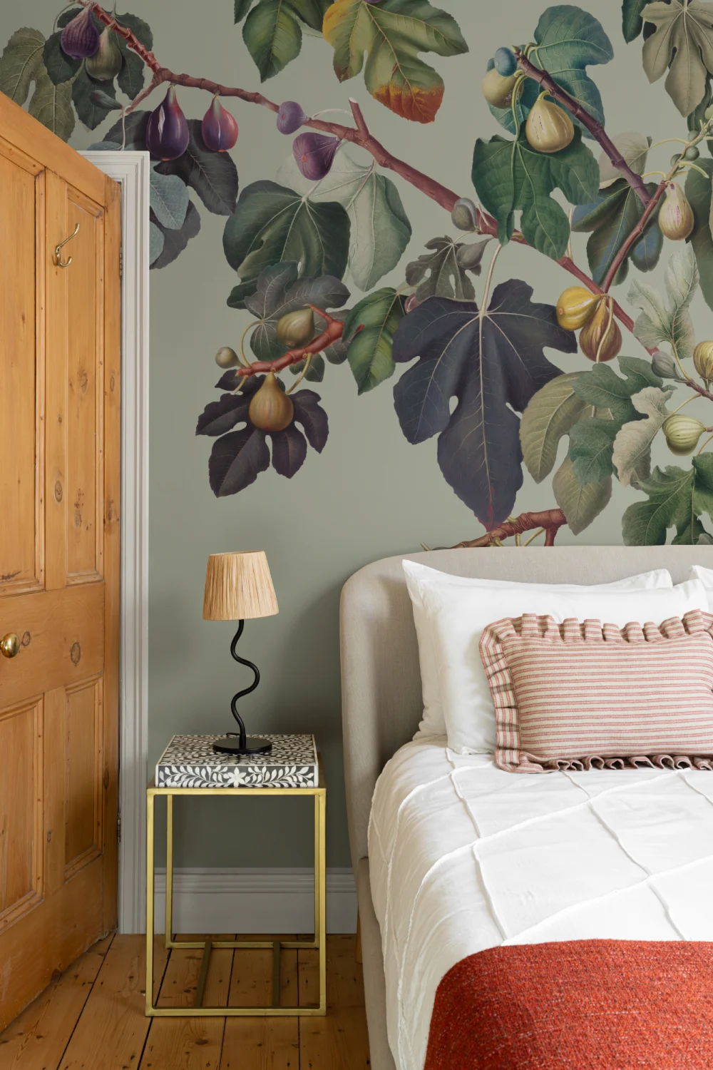 Vintage Green Botanical Fig Tree Wallpaper Mural