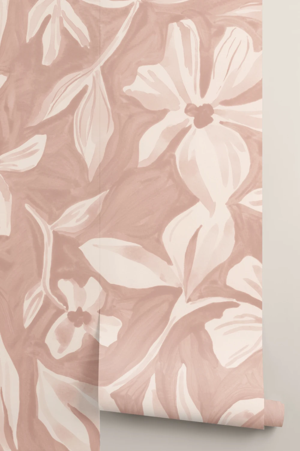 Mjuk beige blommig mural-tapeter för utsökta rum