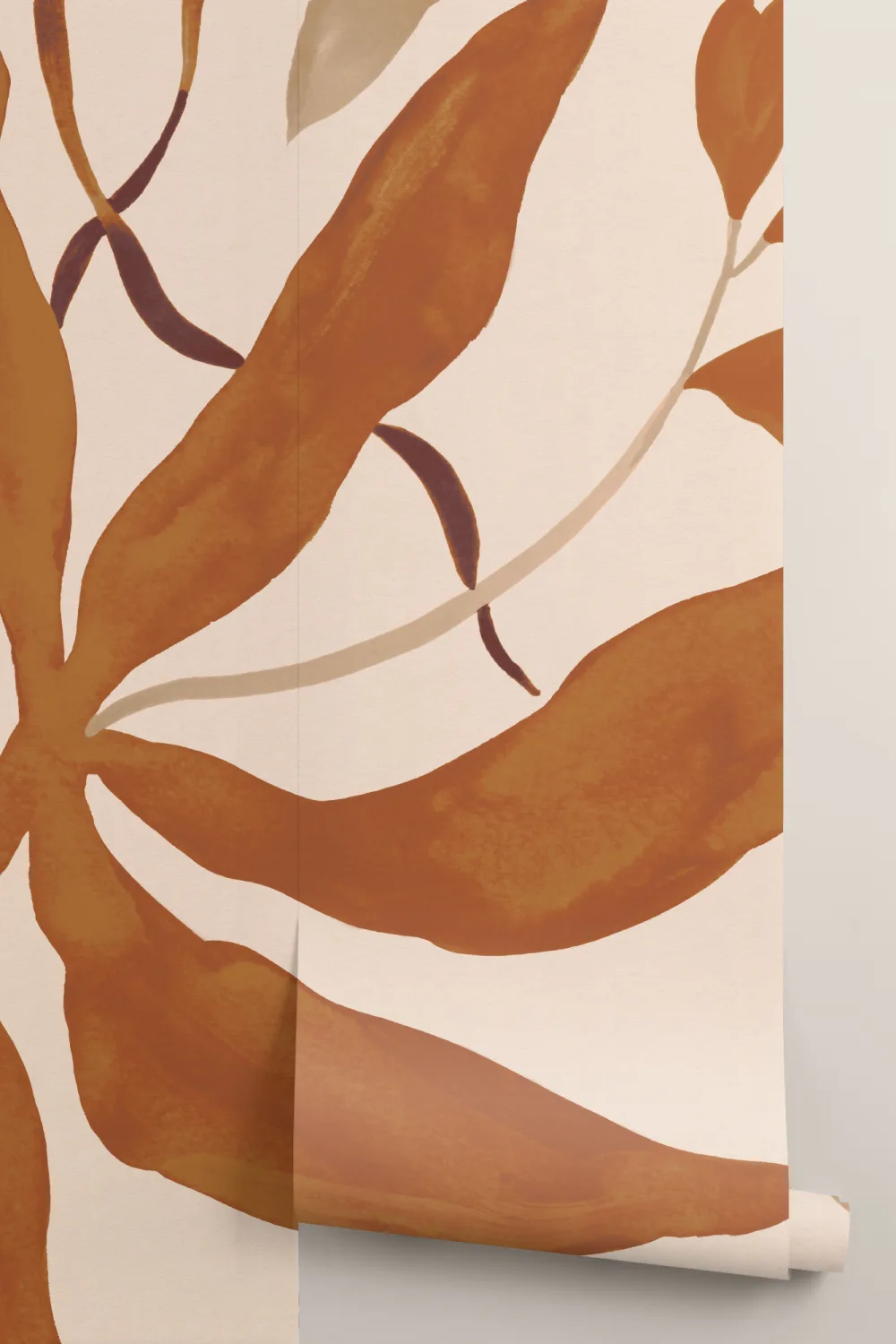 Carta da parati Art Deco botanica arancione per un tocco chic e rilassato