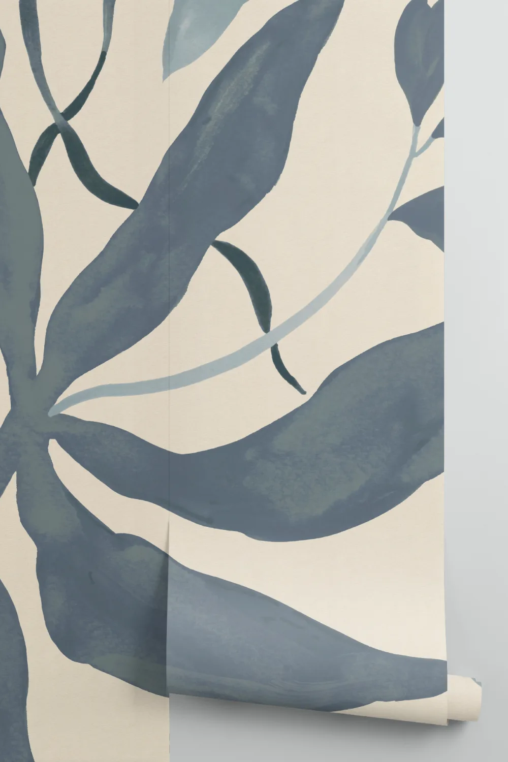 Blue Botanical Elegant Leaf Design Mural