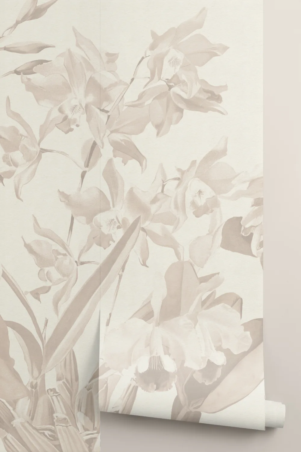 Beige Orchid Garden Elegant Floral Atmosphere Mural