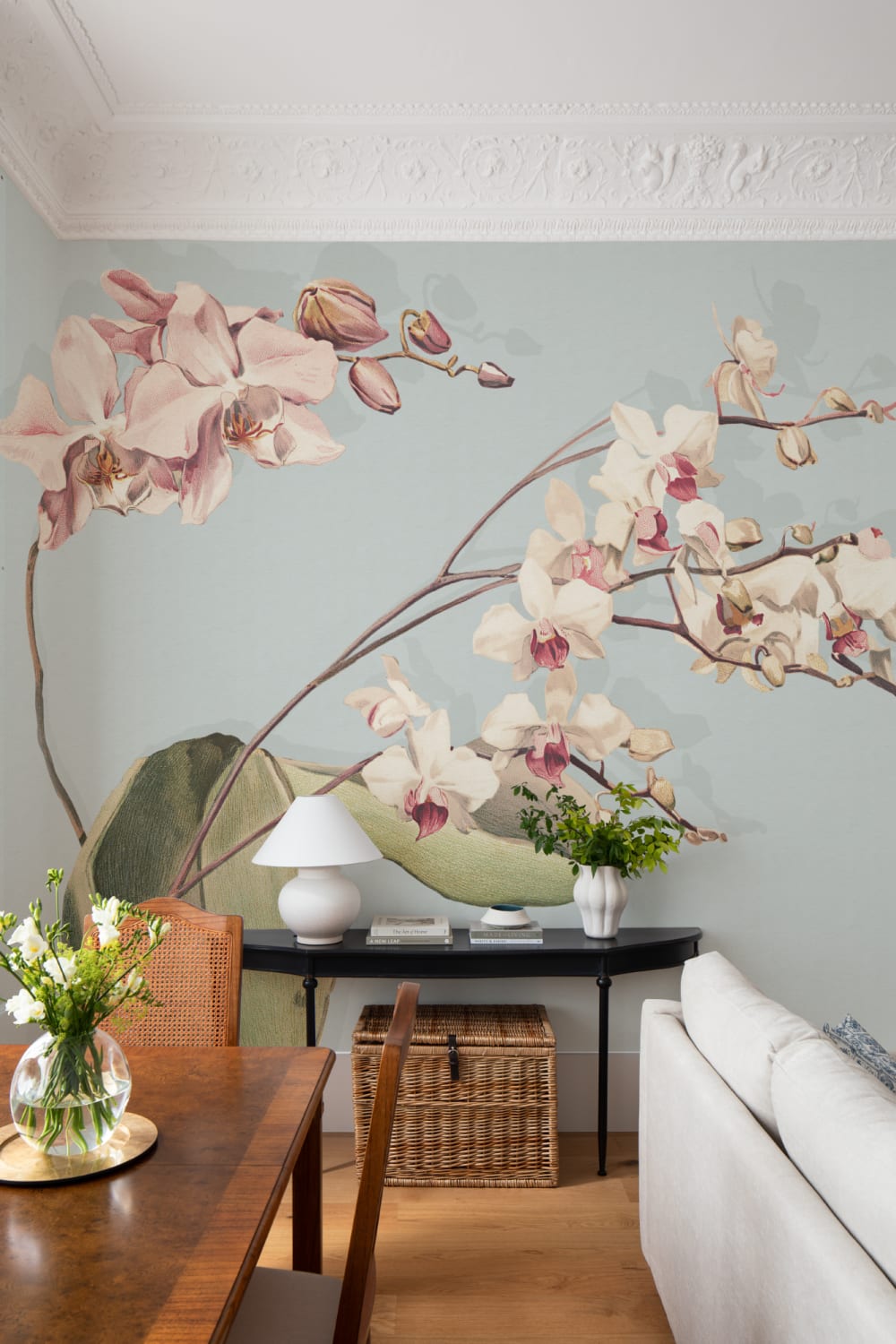 Blue Botanical Orchid Elegance Floral Nature Mural