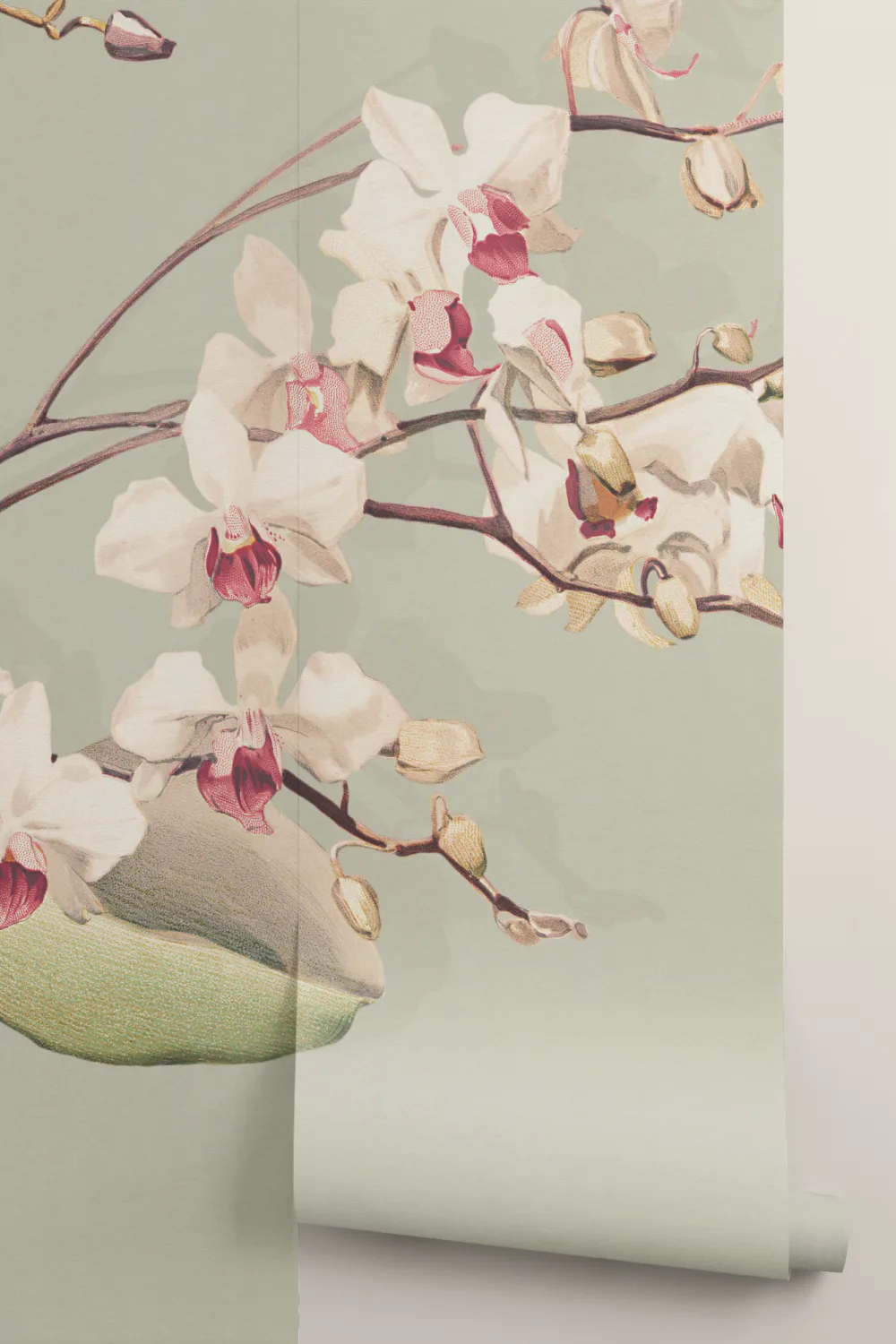 Green Botanical Elegance Floral Mural for Tranquil Spaces