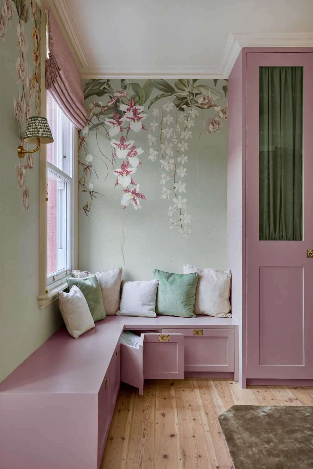 Green Orchid Botanical Floral Multicolor Wall Mural