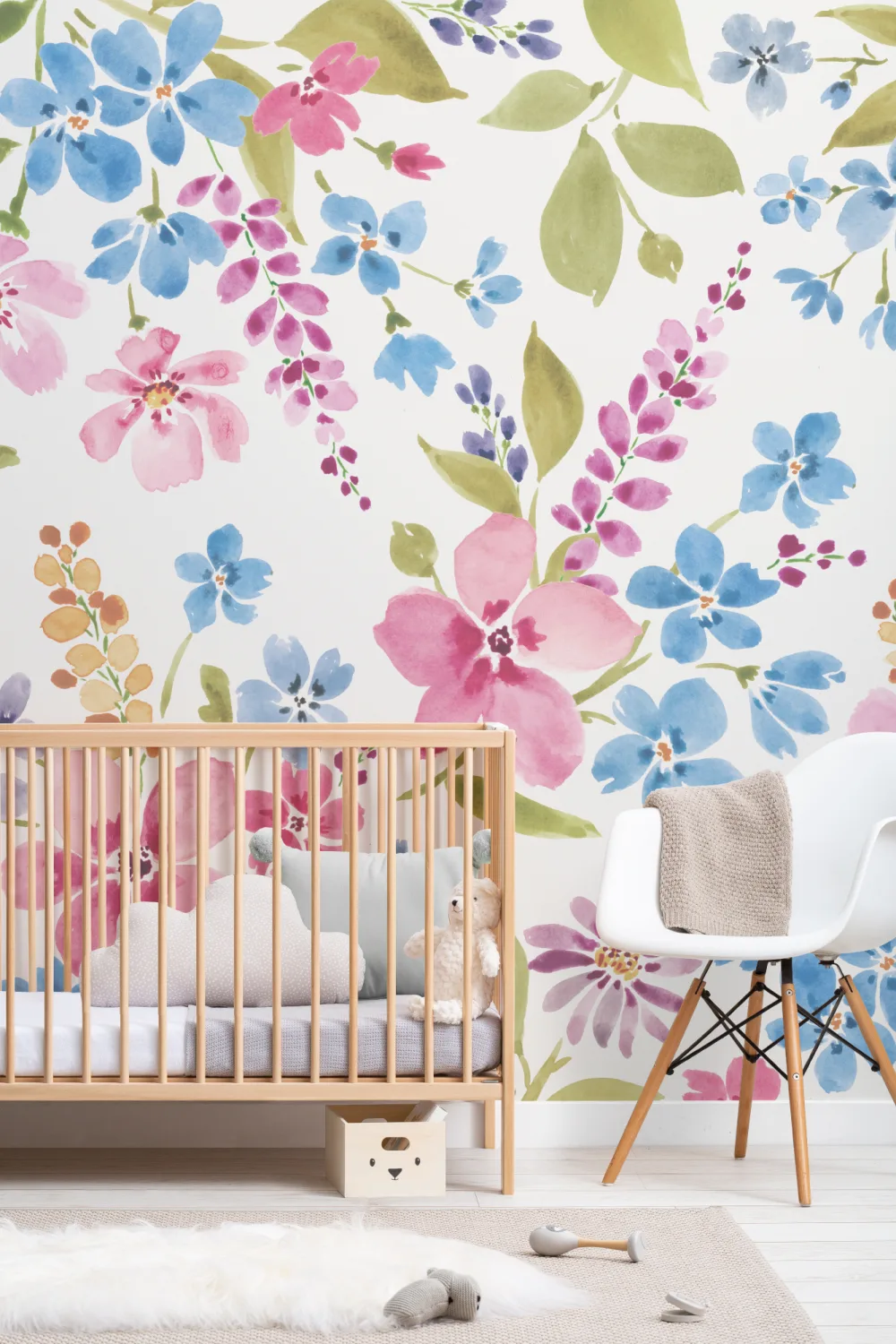 Bunte Aquarell Blumen Fototapete