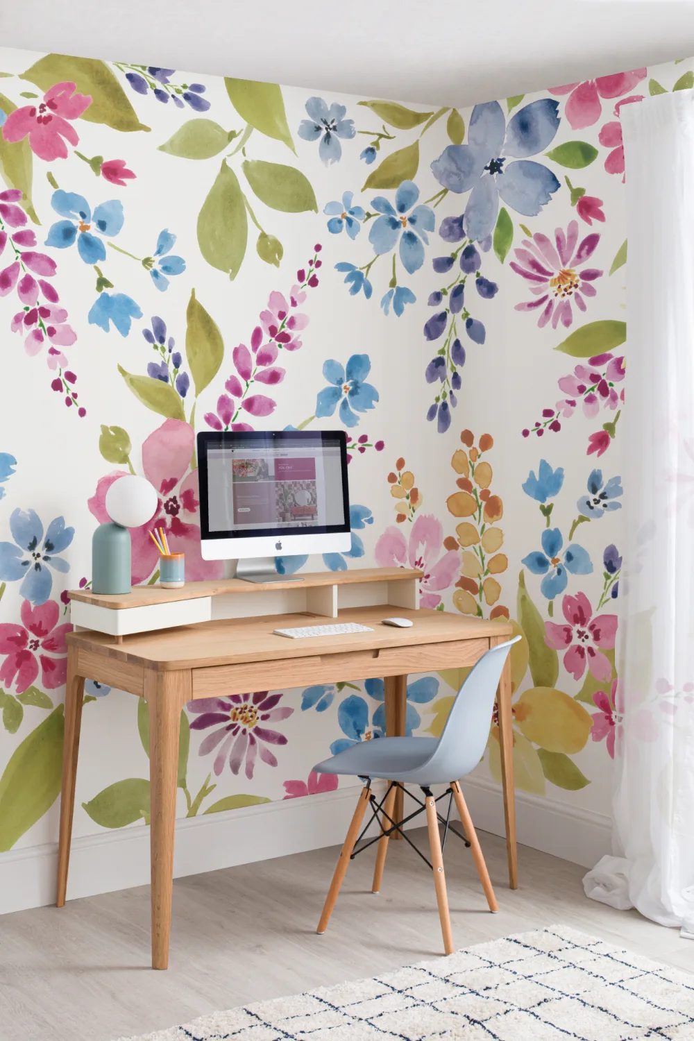 Bunte Aquarell Blumen Fototapete