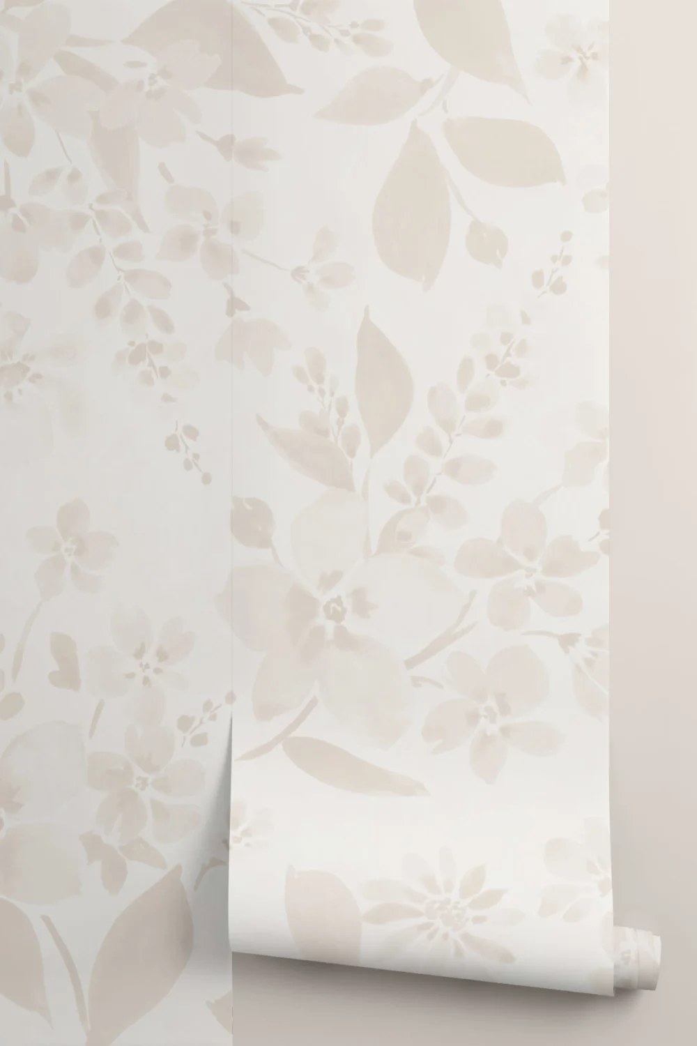 Neutral Watercolor Flower Wall Mural