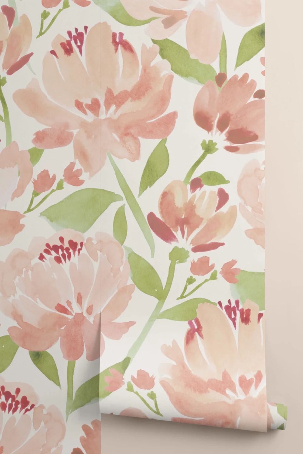 Painted Watercolor Peonies Mural