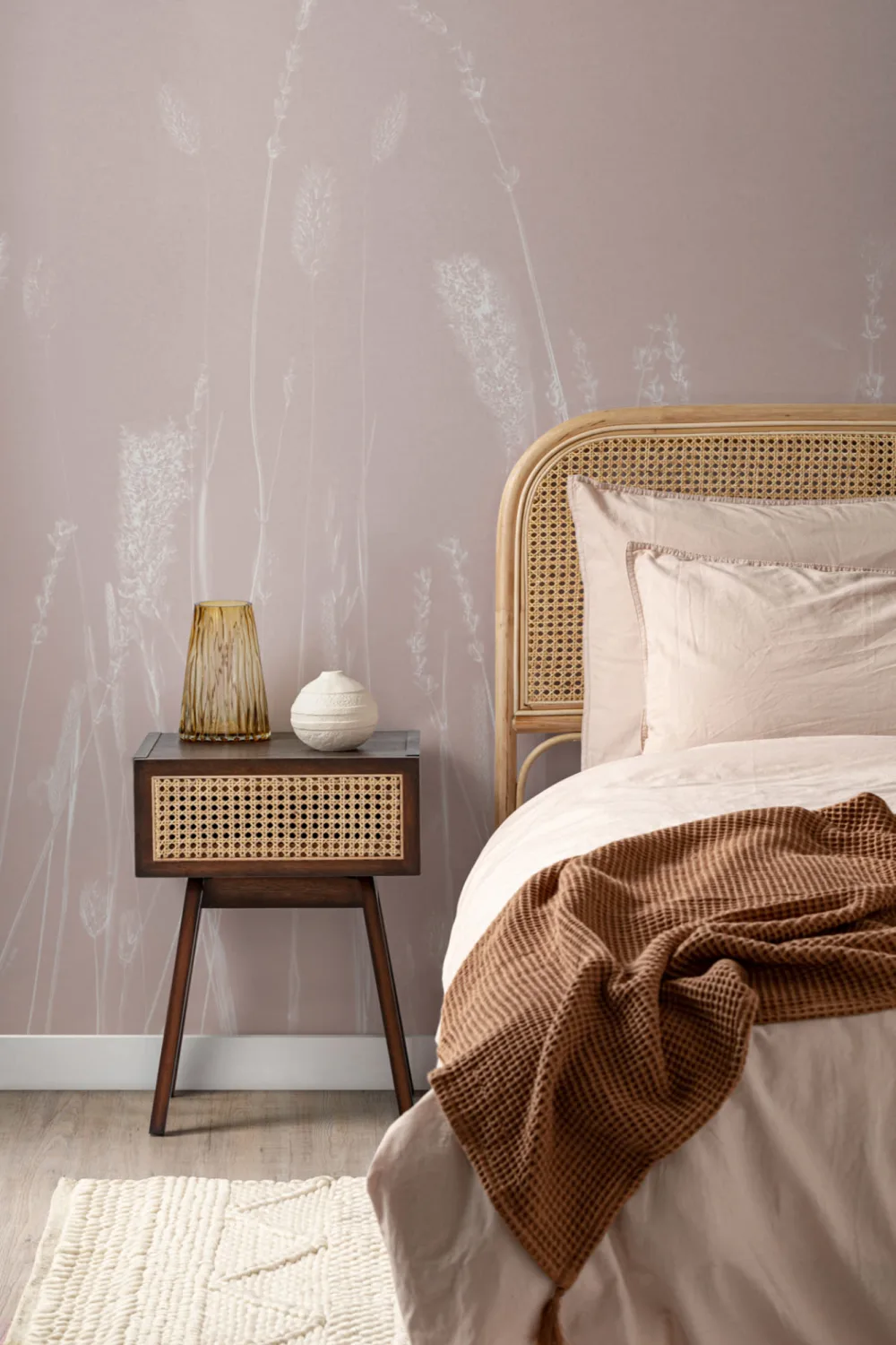 Light Pink Dried Flowers Wall Mural