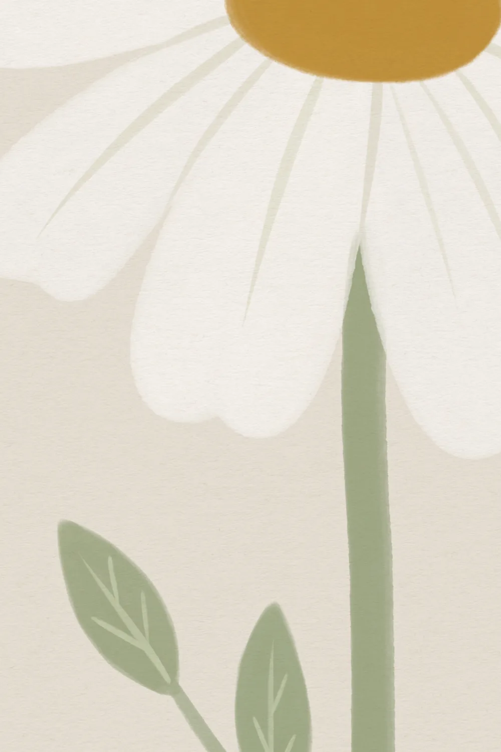 Mural de Parede Floral com Margaridas Botânicas Bege para Elegância