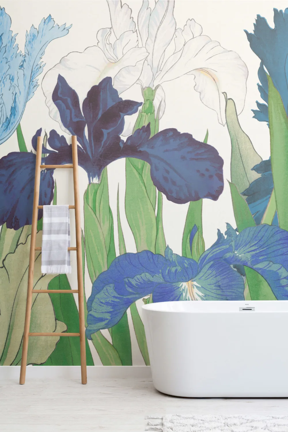 Tanigami Parrot Tulip & Iris Blue Wallpaper Mural