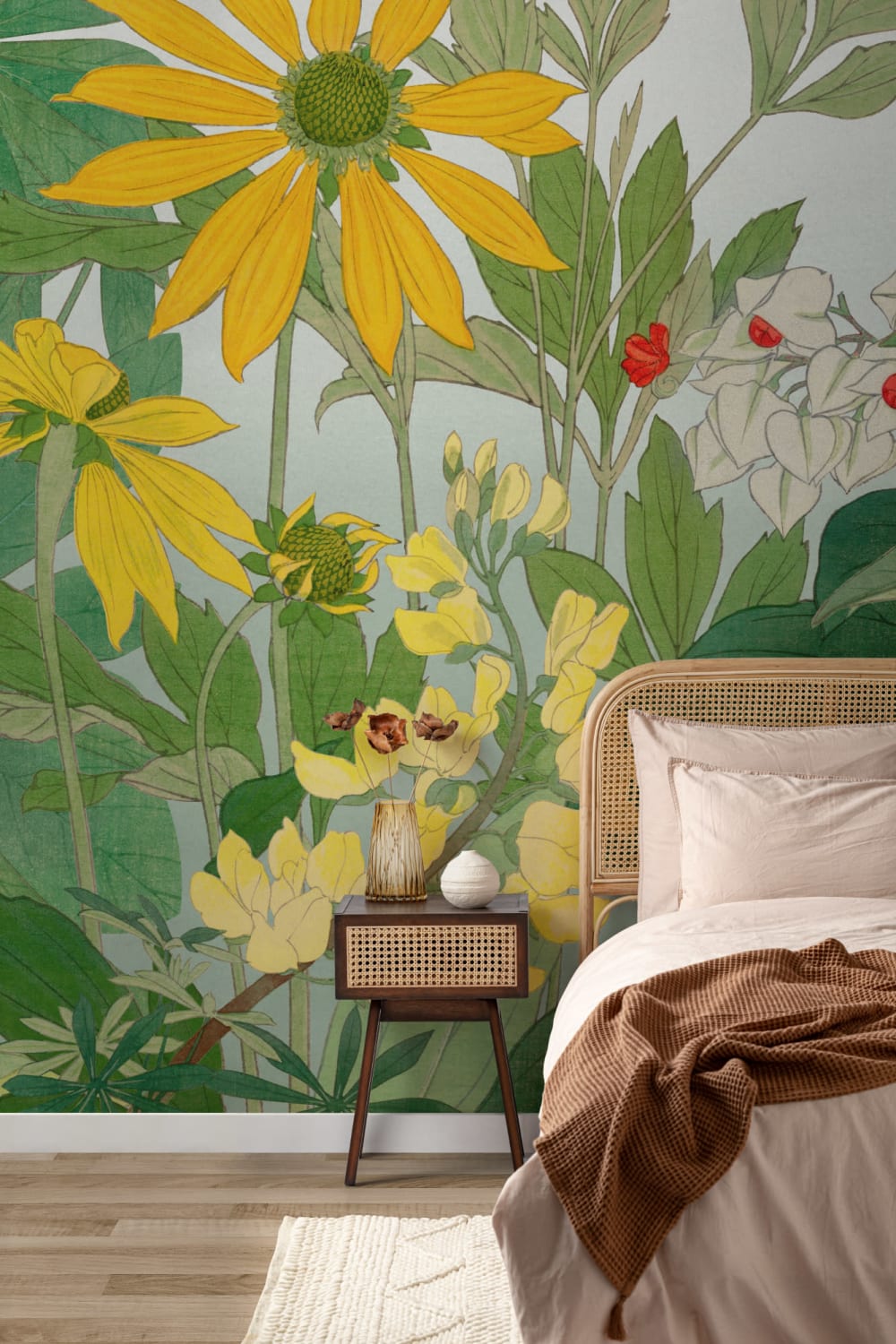 Lupin Japanese Watercolor Floral Mural