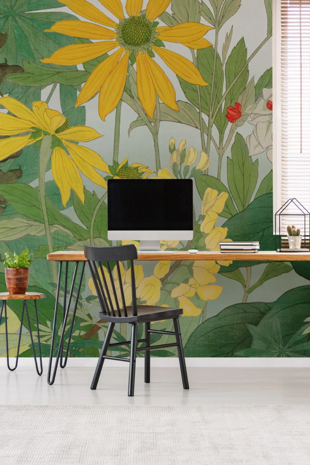Lupin Japanese Watercolor Floral Mural