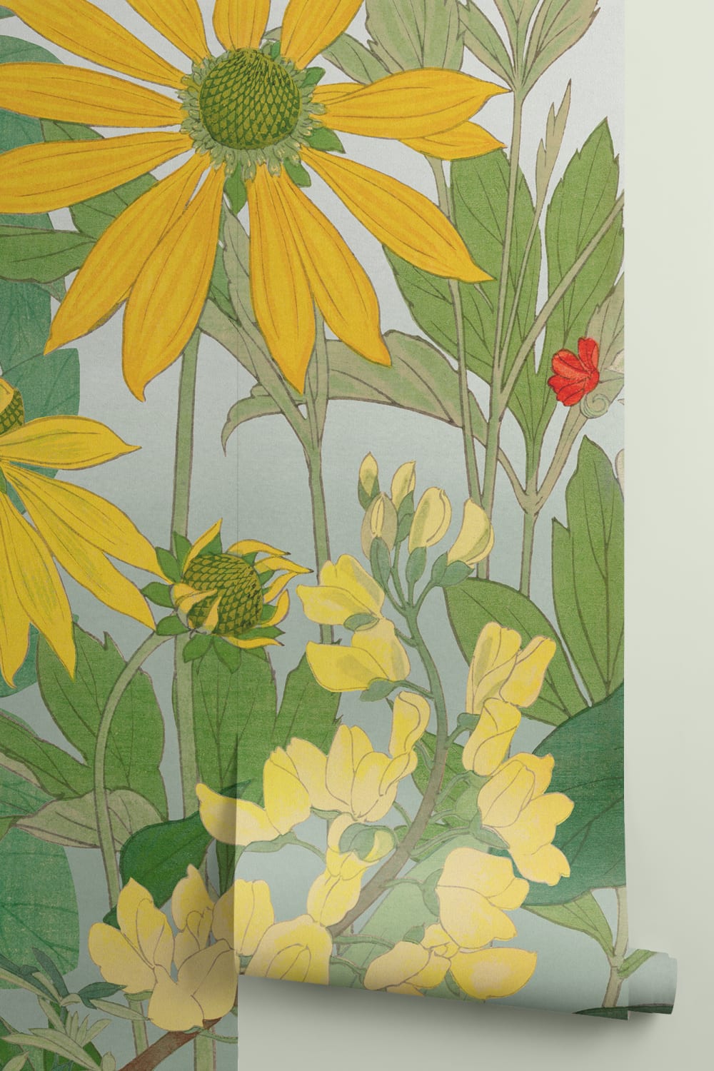 Lupin Japanese Watercolor Floral Mural