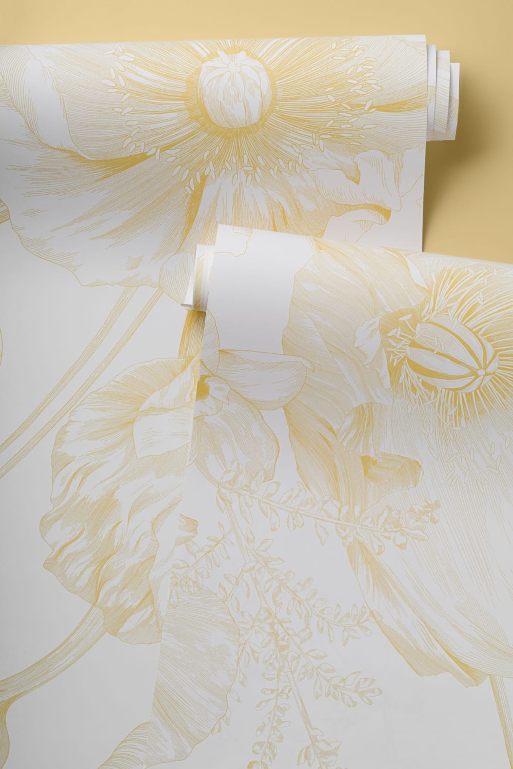 Yellow Illustrated Floral Bouquet Mural