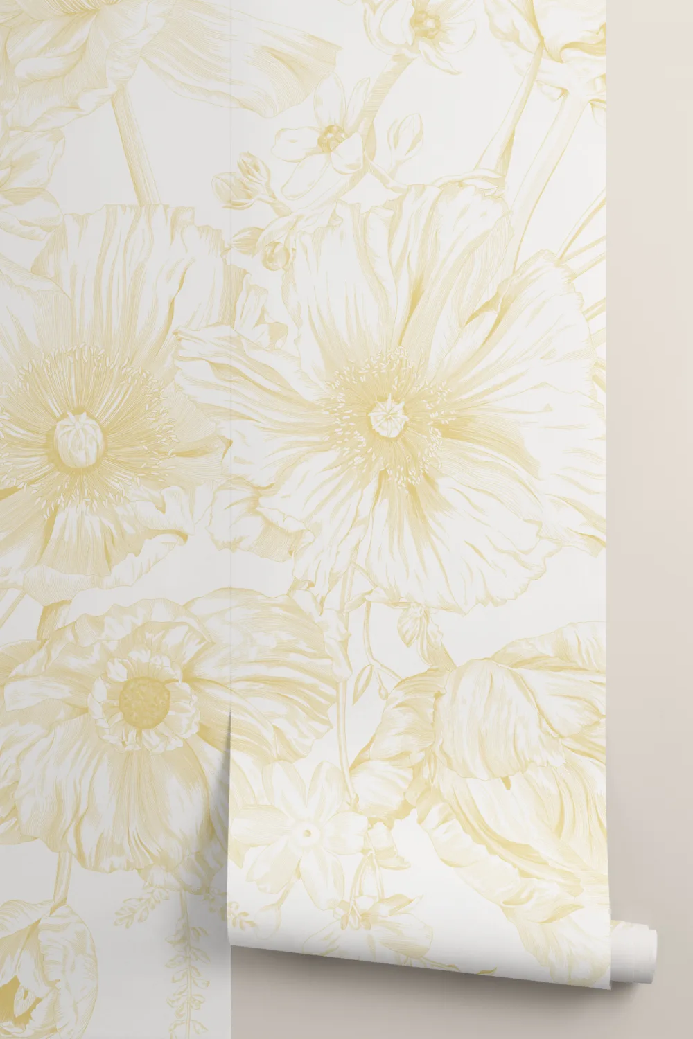 Yellow Illustrated Floral Bouquet Mural