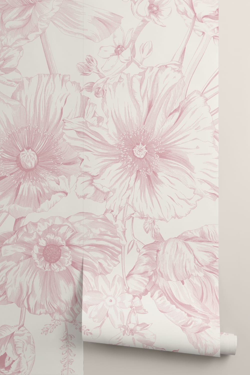 Mural de ramo de flores ilustrado en rosa