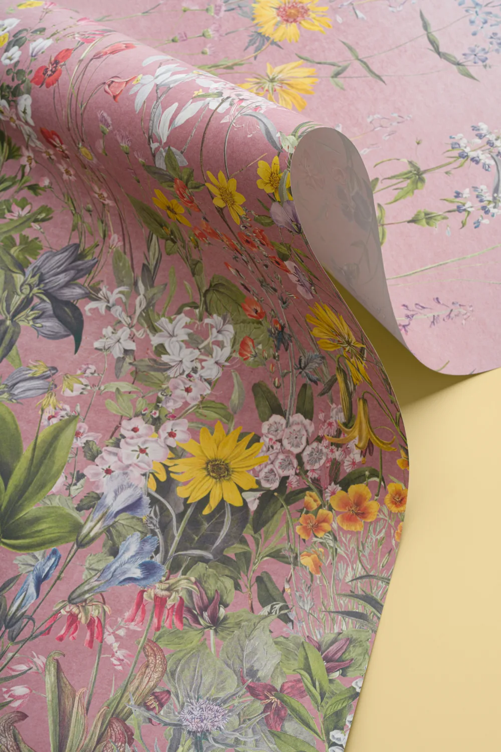 Pink Ombre Wildflower and Butterfly Mural