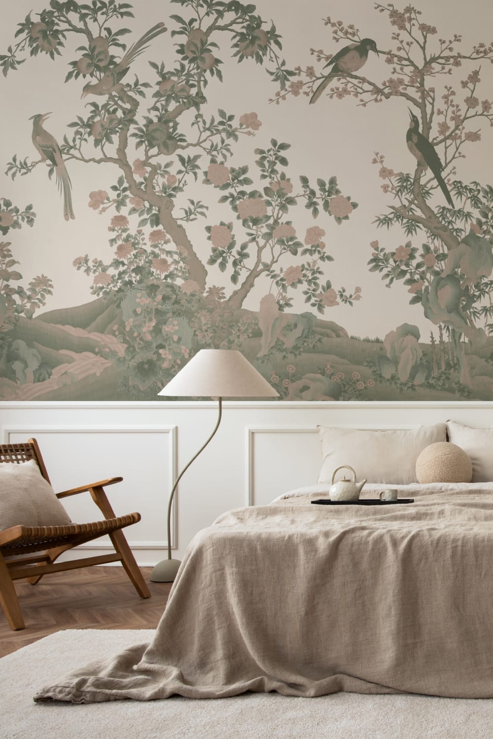 Classic Chinoiserie Vintage Garden Scene Mural