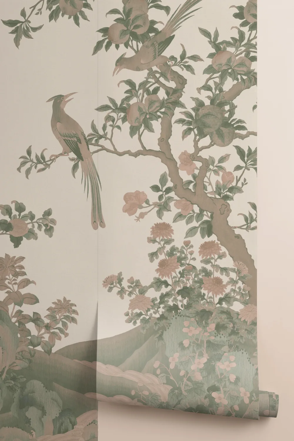 Classic Chinoiserie Vintage Garden Scene Mural